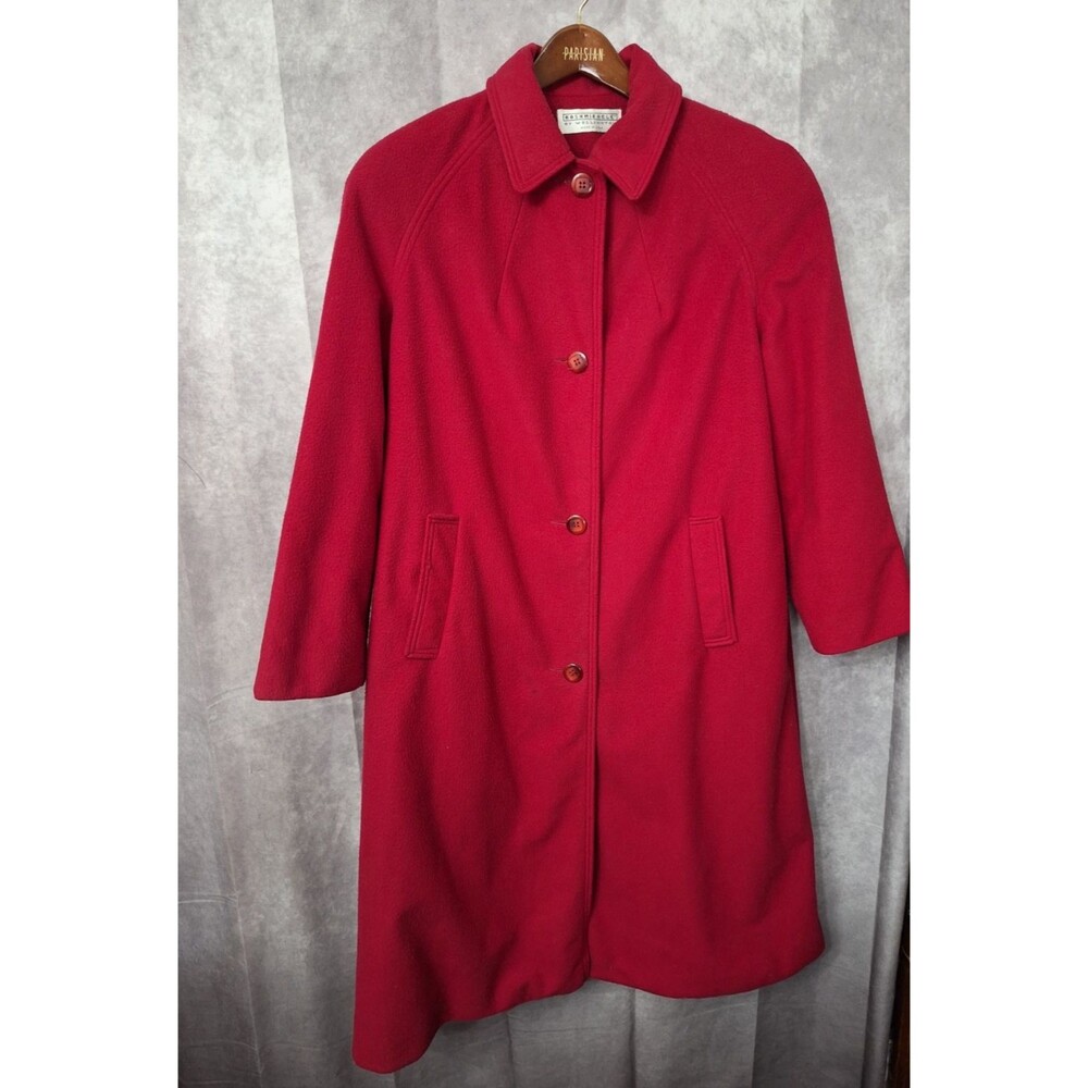 Vintage 60s Kashmiracle by Wellington Red Long Coat Womens 13/14 Made In USA